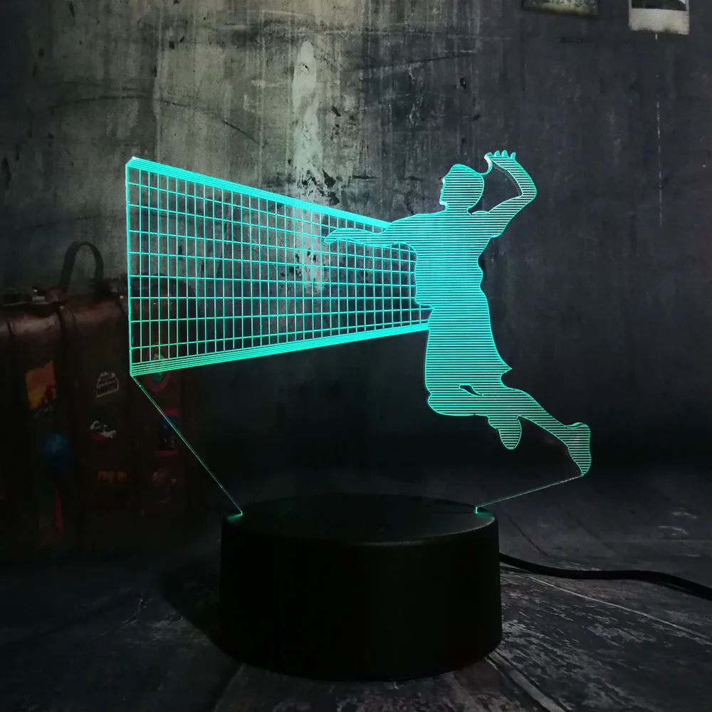 New Sport Playing Volleyball Novelty 3D LED USB Remote Night Light 7