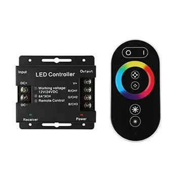 

RGB Controller IR Remote Wireless Capacitive Touch Controller for RGB LED Strip Flexible Light Tape 5050 3528, Input DC12~DC24V