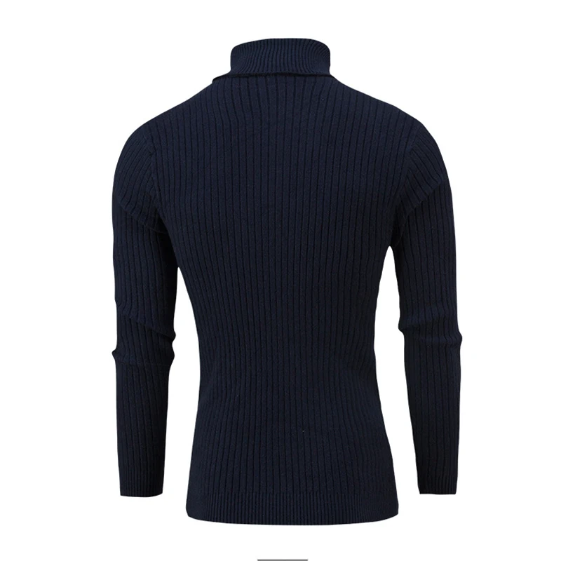 Новое поступление мужской свитер зимний бренд однотонный простой тонкий мужской свитер с высоким воротником мужская верхняя одежда, джемпер вязаные пуловеры, Свитера