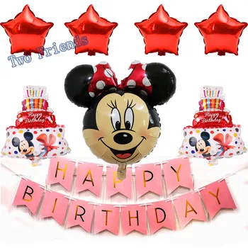 

8pcs Mickey mouse birthday foil balloons Minnie mouse party decorations Happy birthday Baby shower letter Alphabet air balls