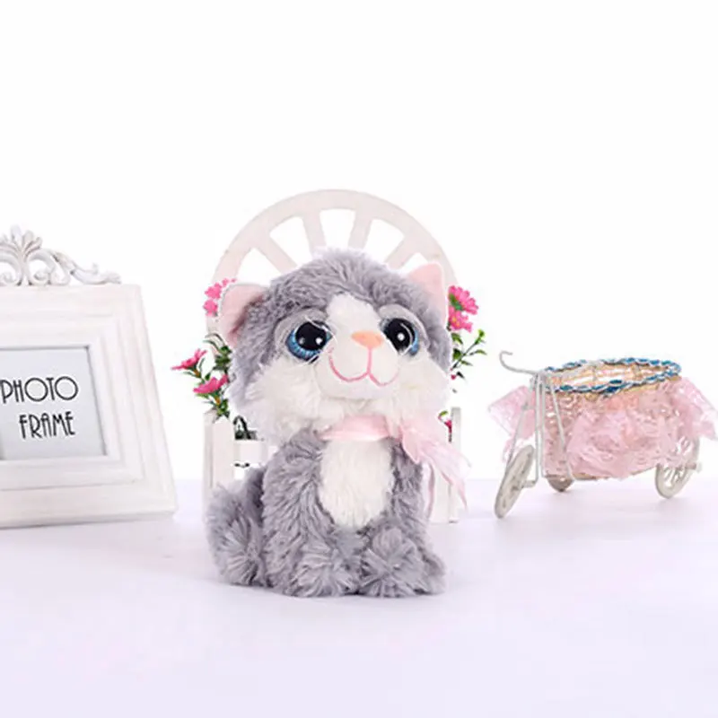 19cm small kawaii big eyes plush cats stuffed animals grey white