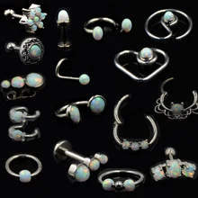 1 шт хирургическая сталь опал уха труги перегородка кликер нос кольцо Кожный Якорь Лабрет брови пирсинг серьги штанга бижутерия для тела