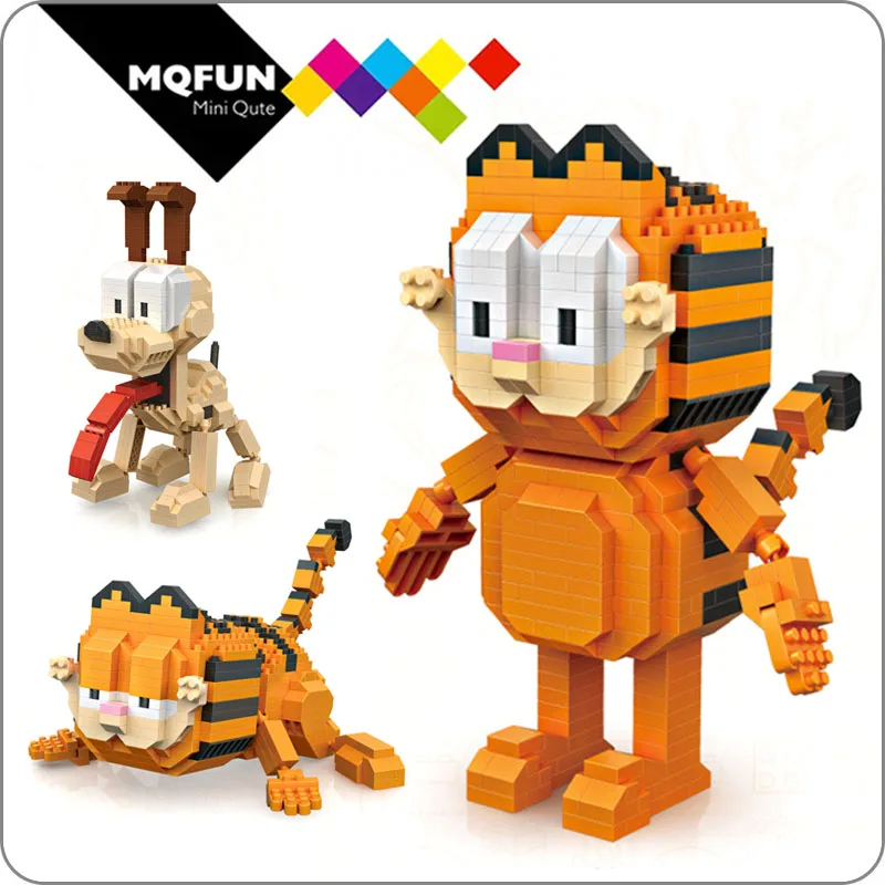 

LOZ Kawaii movie cartoon cat dog animal Odie Garfield Mini plastic building blocks action figures educational toy DIY model gift