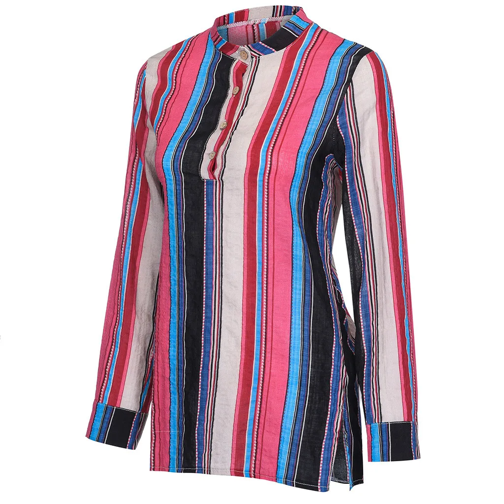 SAGACEC блузка женская 5xl 2019 Женская с длинным рукавом в полоску кафтан мешковатая