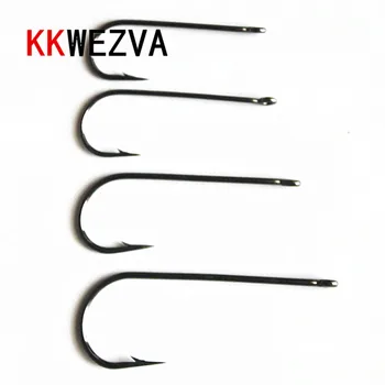 

KKWEZVA 100pcs Carbon Steel Fishing Hooks Black Color Long Shank Straight Shank Streamer Dry Fly Tying Fishing Hook For Jig