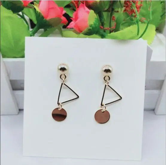 e 1009 Geometric elements smooth face earrings fashion long triangle exaggerated simple female wild jewelry ac | Украшения и