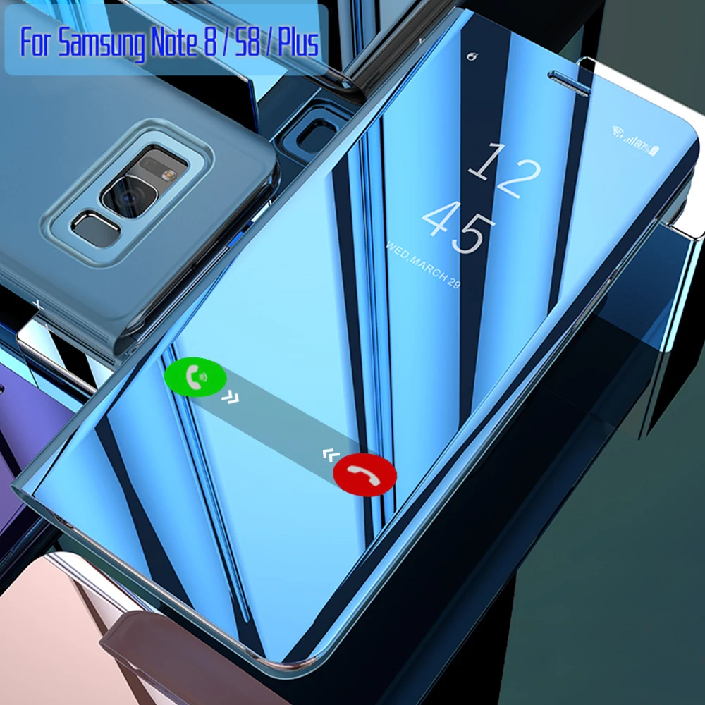 Kaufen Für Samsung S8 Fall mit Original Smart Chip Klar Spiegel Ansicht Ständer Flip Fall für Samsung Galaxy S8 Plus Hinweis 8 fall Abdeckung Capa