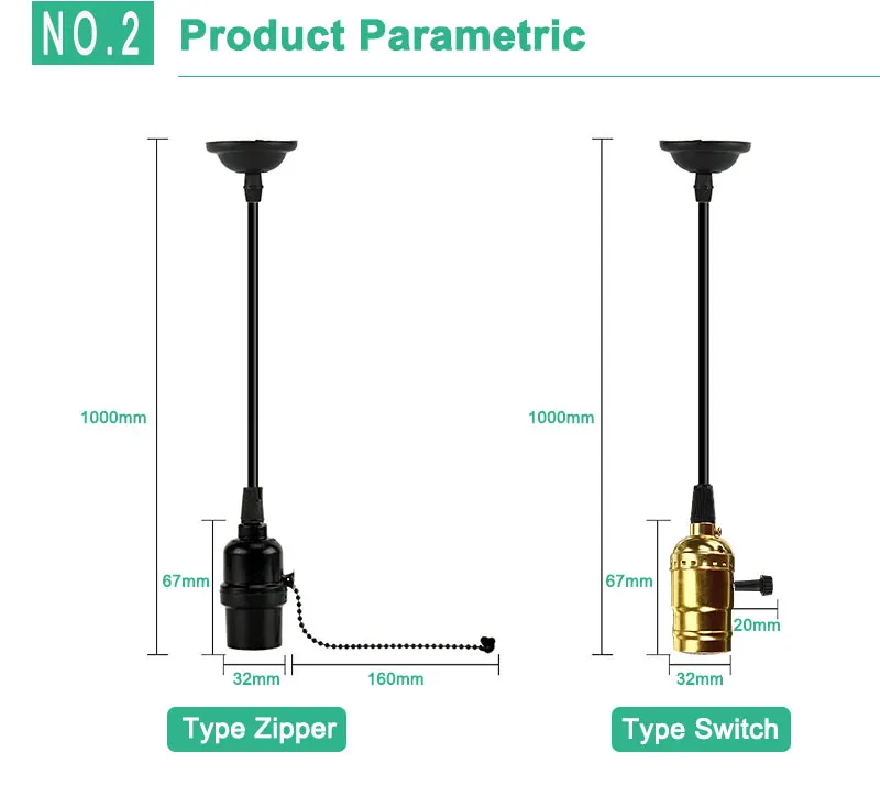Gitex Цоколи E27 Ретро Винтаж Эдисон лампы держатель застежки-молнии/включение/выключение светильника розетка промышленная лампа Подвески лампа на веревке базы