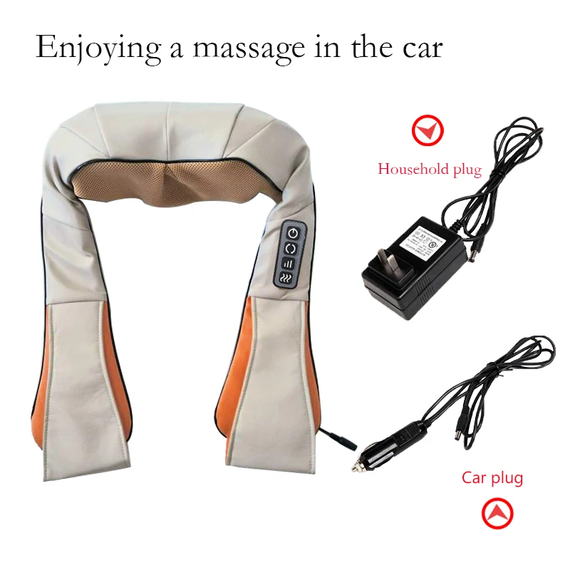 U Shape Car/ Home Electric Heating Shiatsu Neck Massager Cape Infrared Kneading Therapy Ache Shoulder Back Massageador Relax