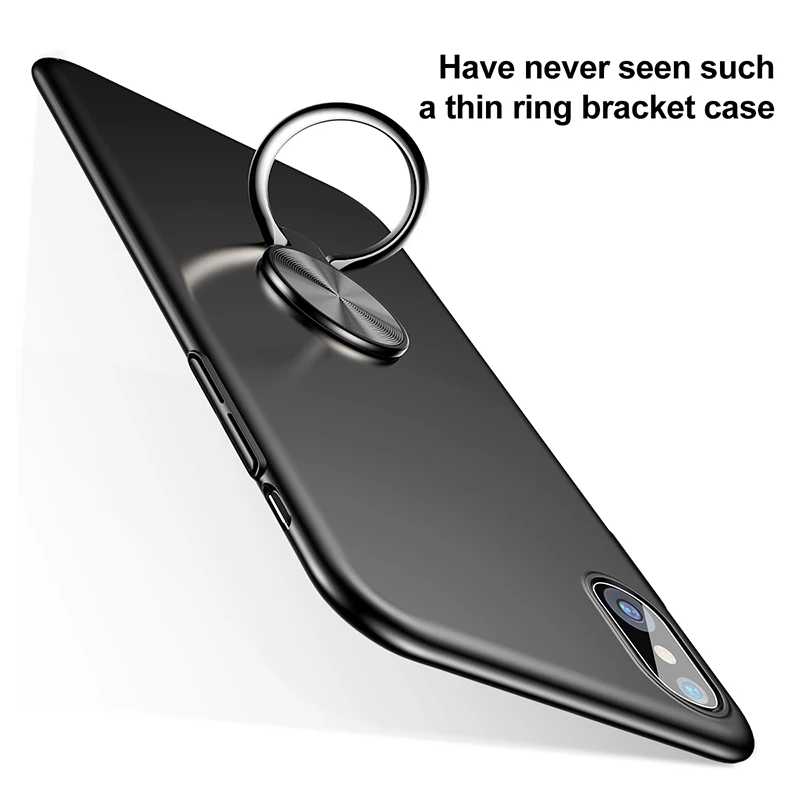 

Baseus Metal Ring Holder Phone Case for iPhone X Ultra Thin Back Luxury Silicone for iphone X Luxury Phone Bag Case For iPhoneX