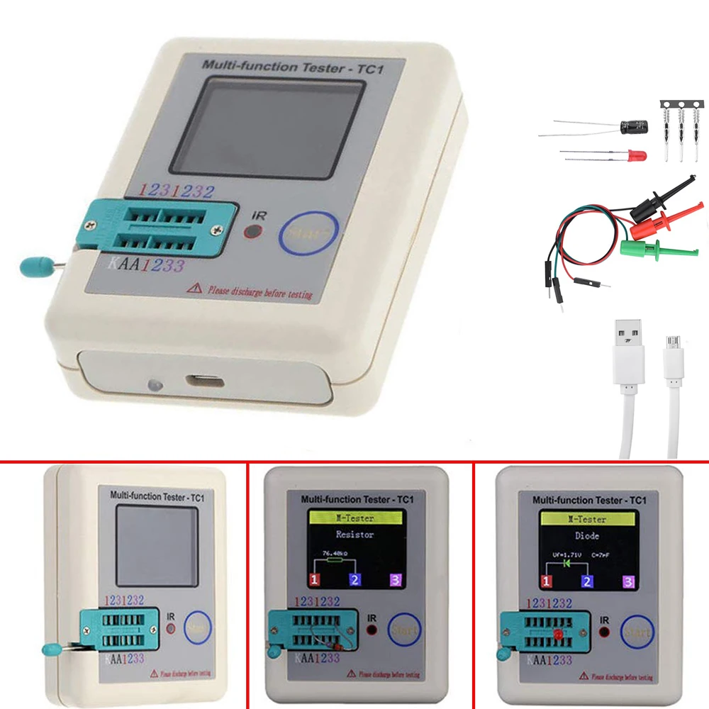 Транзистор тестер 1,8 дюймов дисплей Multi-function LCR-TC1 тестер детектор для диода Триод конденсаторный резистор NPN PNP
