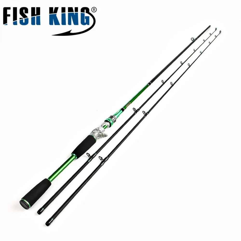 FISH KING Carbon Fiber Saltwater Fishing Rod 2.4M 2 Tips M + ML Casting