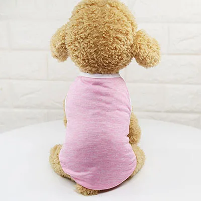 Summer Pet Clothes Casual Dog Vest T Shirt for Small Medium Dogs Comfortable Pure Color Cat Clothing Blue Gray Pink Orange Red - Цвет: Розовый