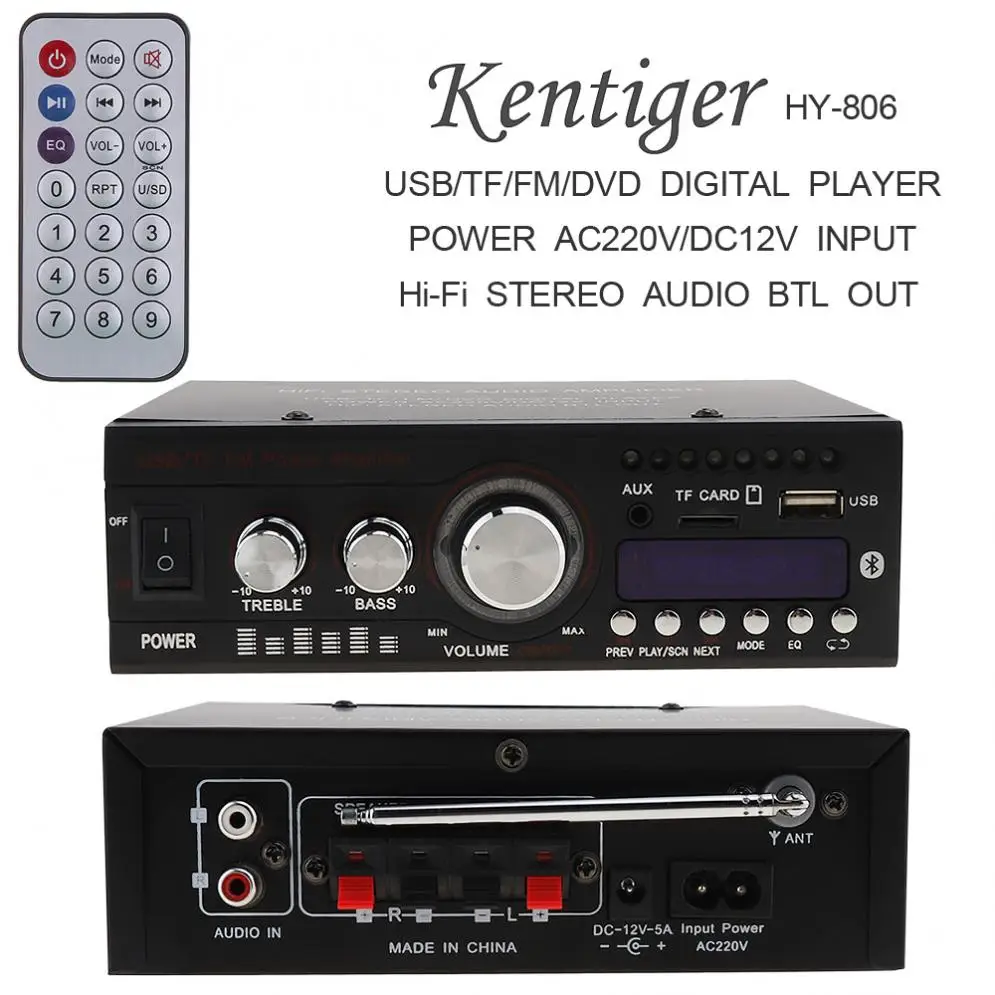 DC12V/AC110V Bluetooth Car Stereo Audio Power Amplifier Digital Player