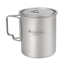 

Uarter 2 in 1 Outdoor Activities Titanium Cup Portable Pot Outdoor Camping Cup with Cover and Storage Bag