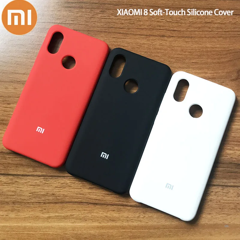 

100% Original Xiaomi Mi 8 Silky Soft-Touch Finish Case Back Liquid Silicone Protective Cover 6.21Inch MI8 with logo 6.21 Inch