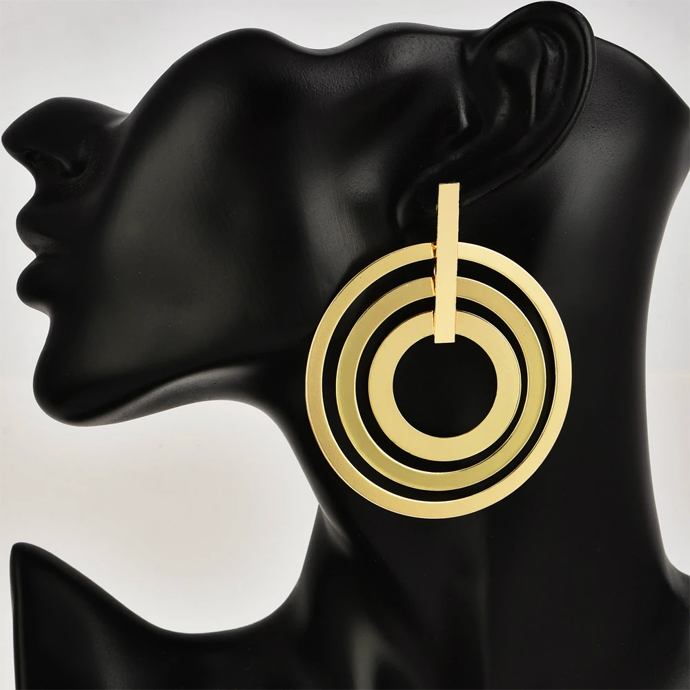 

Fashion Jewelry Fashion Personality Trend Women's 3 Circle Earrings Round Earrings Boucle D'oreille Brincos Big Earrings