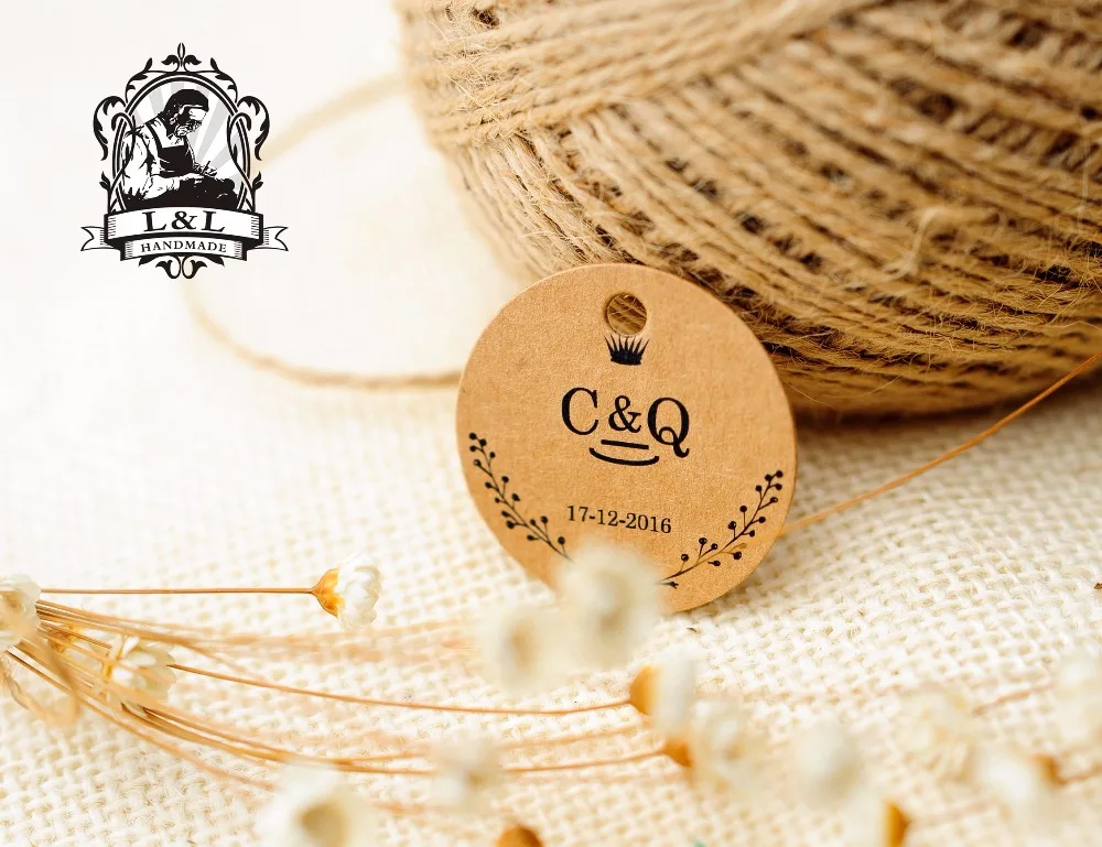 

200 pcs 3.5cm round kraft/white paper label Label customization Clothing label product label personalized tag thank you tags
