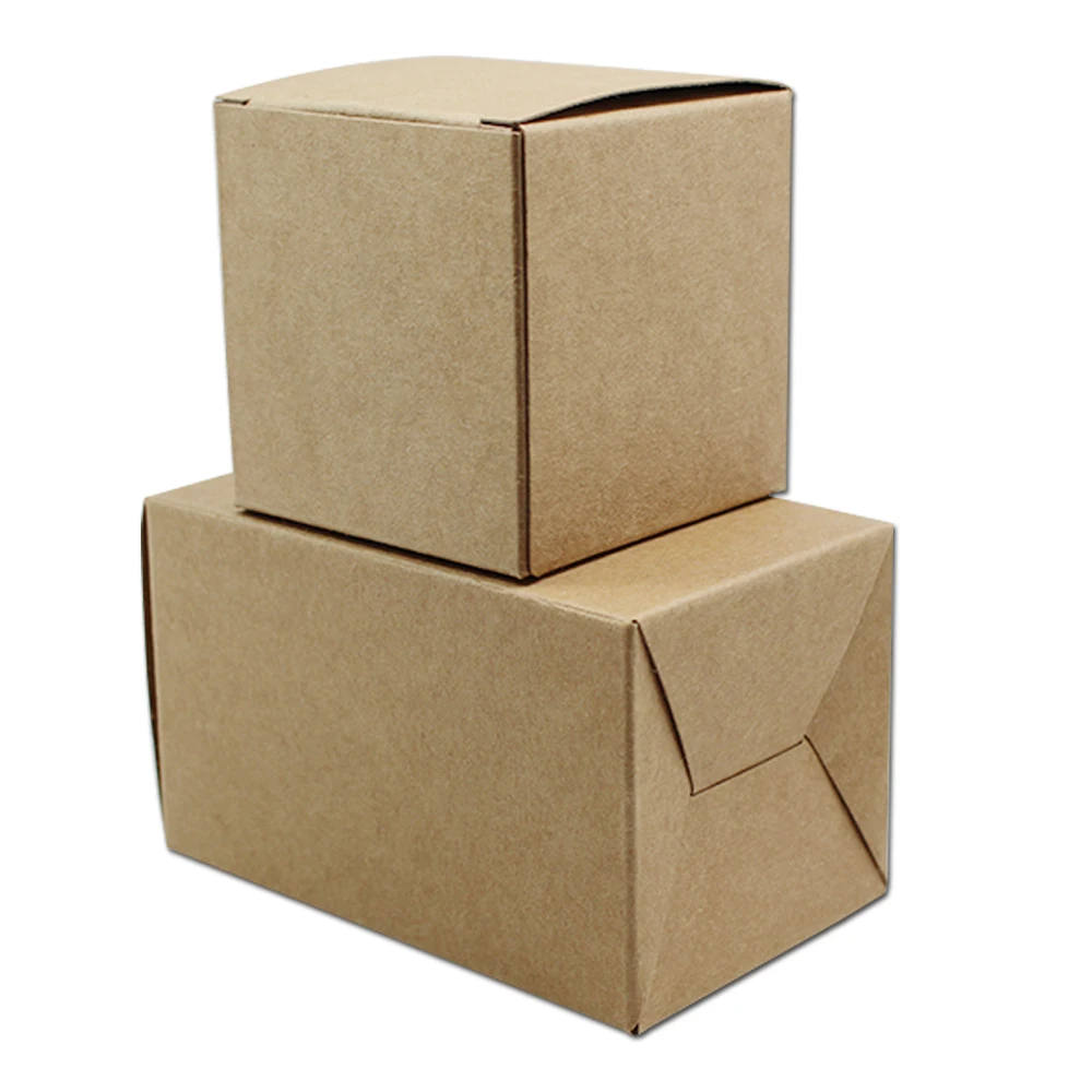 50Pcs Brown Kraft Paper Folding Boxes Handmade Soap Packaging Boxes