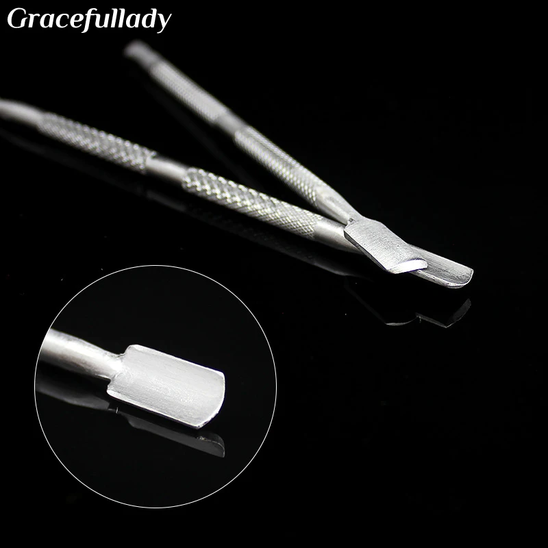 1pcs Cuticle Remover Stainless Steel Double Sided Finger Dead Skin Push Cuticle Pusher Manicure