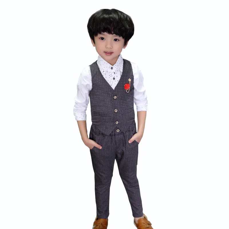 

Boys Formal Tuxedos Suit Children Gentleman Clothing Vest+Pants 2 PCS Set Boys Wedding Prom Party Costume 2 3 4 5 6 7 8 9 Years