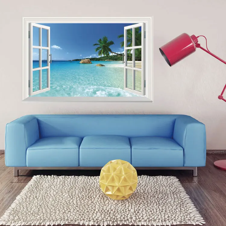 Buy WS 001 Huge Removable Beach Sea 3D Window Scenery