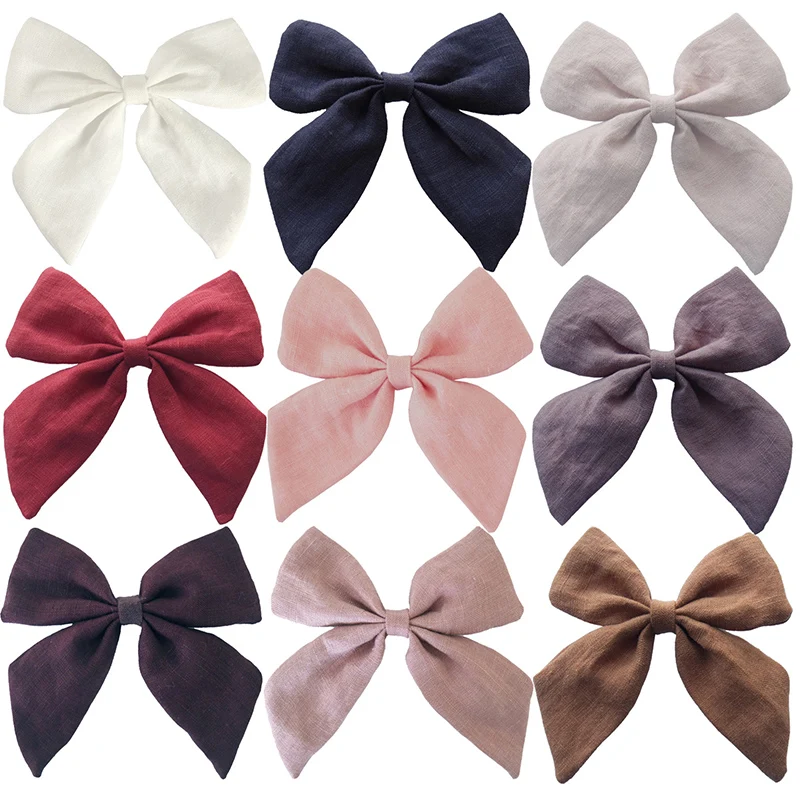 

Flax Cotton 1PC Party Handmade Seaside Hair Accessories Headwear Bowknot Graceful Girls Women Wedding Fabric Hair Clip 9 Colors