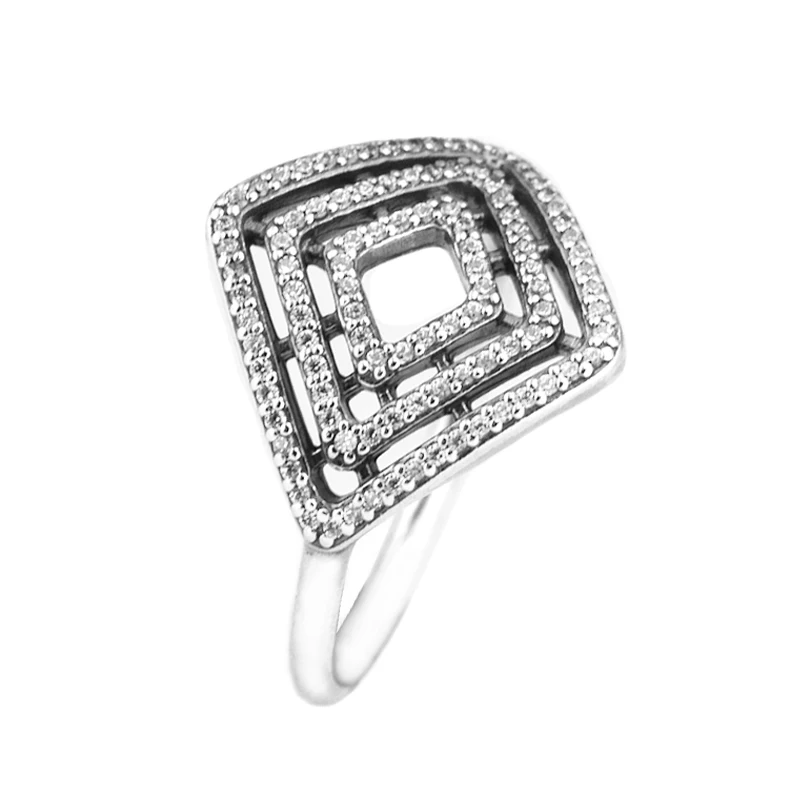 

Original 925 Sterling Silver Ring Geometric Lines Crystal Wedding Rings for Women Silver 925 Jewelry anillos mujer