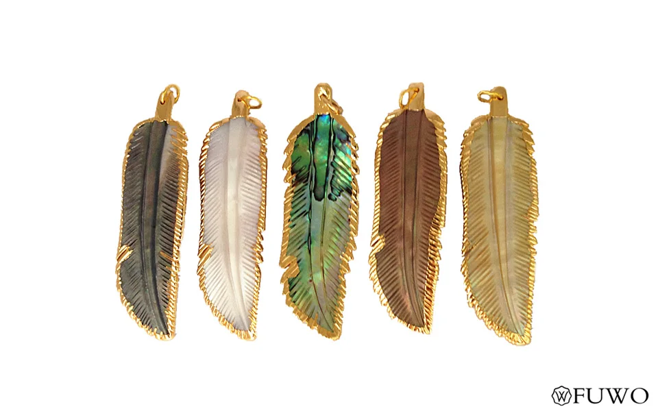 Natural Feather Shell Pendant 7