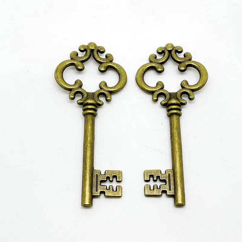 RONGQING 20pcs/lot Antique Bronze Key Charms 69x30mm Big Retro Key Pendant for Jewelry Making