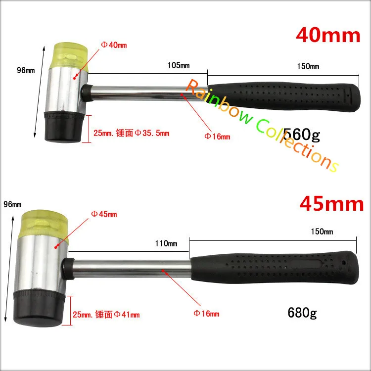 25-45 мм Установка молоток резиновый аукционный молоток с углерода Сталь ручка ручные инструменты