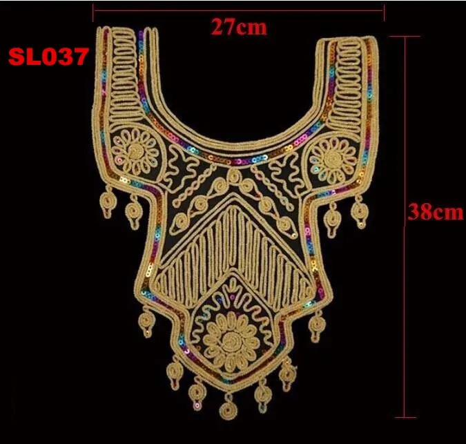 1 шт. золотой воротник серебряное ремесло Venise блестки Цветочная вышивка аппликация отделка кружево воротник воротники Швейные аксессуары