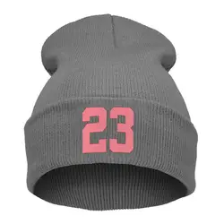 2017 новая мода унисекс для женщин и мужчин 23 принт Кепка для мужчин повседневные Хип-хоп вязаные шерстяные шапки Skullies шапка в повседневном