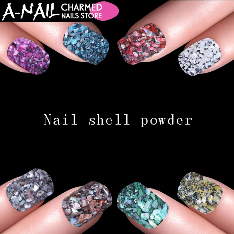 

12boxes/set 12 colors Acrylic Nail SeaShell Powder Particle Crushed Shell Manicure Set Nail Art Glitter Decoration Tools