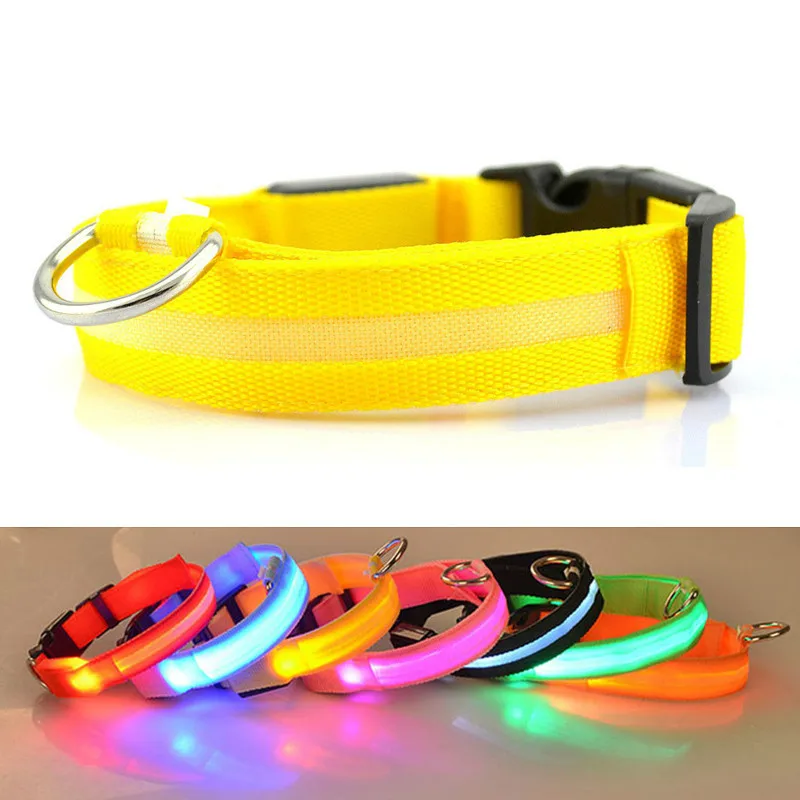 Luminous Pet Cat Dog LED Glow Collar Nylon Flashing Glowing Puppy Dog LED ID Collar Night Safety