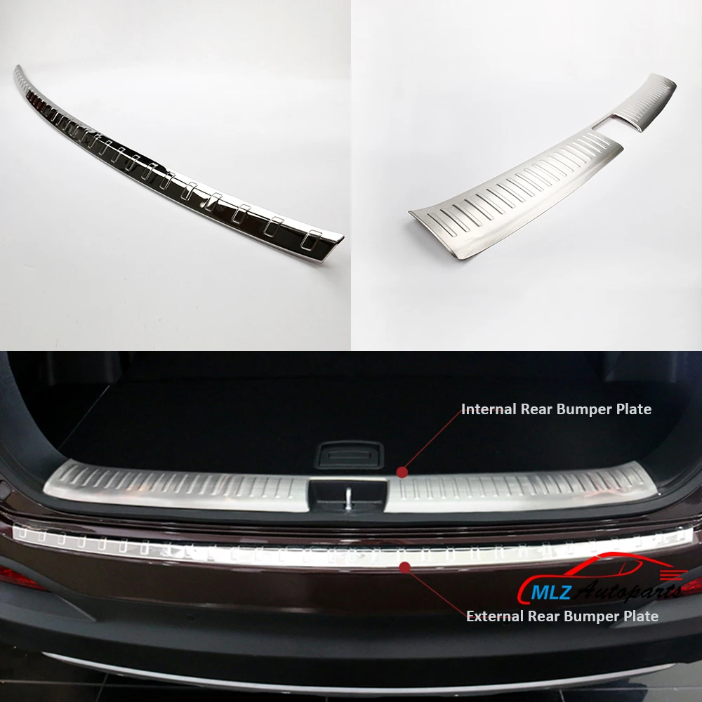 

Stainless Steel Internal External Rear Bumper Protector Cover Exterior Tail Footplate Sill Guard Trim For Kia Sorento 2016 2017