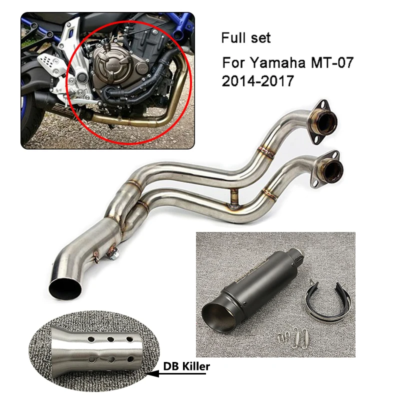 MT-07 MT 07 MT07 мотоцикл полный набор глушитель выхлопной трубы Выпускной контакт средняя труба изменение для Yamaha MT-07 FZ-07