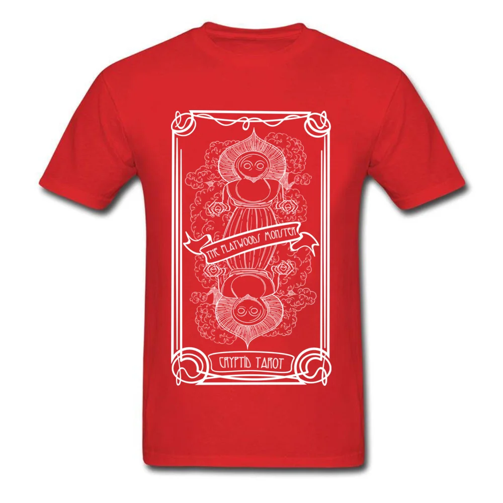Cool O-Neck Top T-shirts Autumn Tops Shirt Short Sleeve Special All Cotton Casual Tops Shirts Printed On Men Drop Shipping Cryptid Tarot Series The Flatwoods Monster red