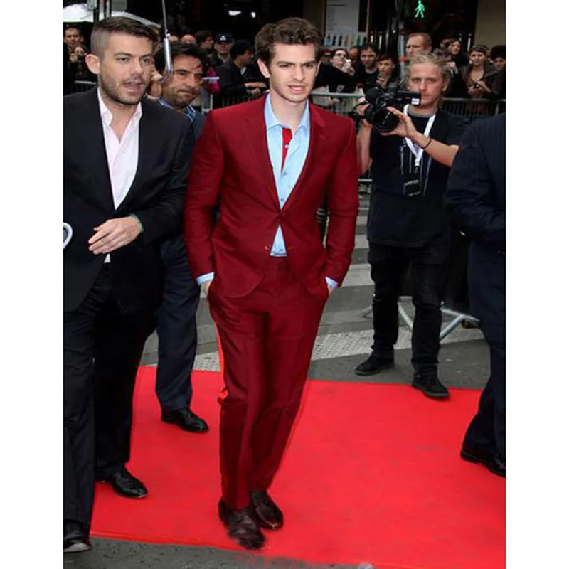 2018 Evening Wedding Suits jackets Tuxedos For Men dark Red terno slim fit Celebrity Carpet Groom mens Suit (jacket+pants) | Мужская