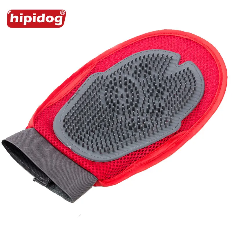 Hipidog Double Sides Red and Black Pet Dog Cat Grooming Shower Glove