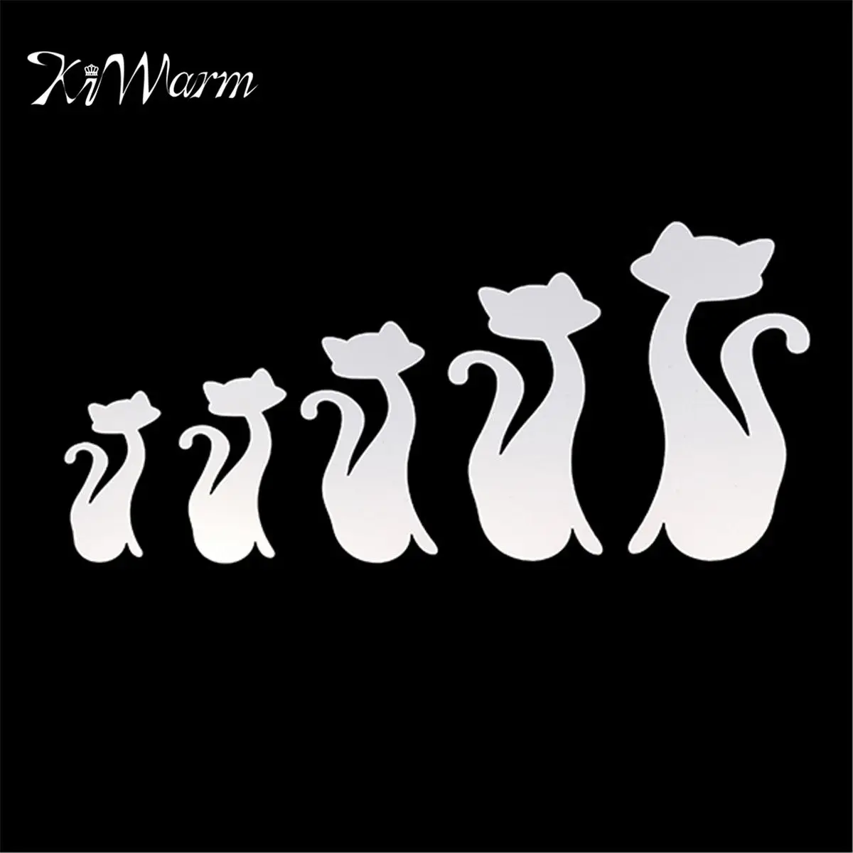 KiWarm New Fashion DIY 3D Four Cute Cats Wall Acrylic Mirror Stickers