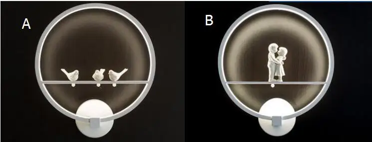 Простое кольцо настенные светильники светодиодные личности Ангел птица теплые канала свет прикроватной спальня гостиная Свадебные