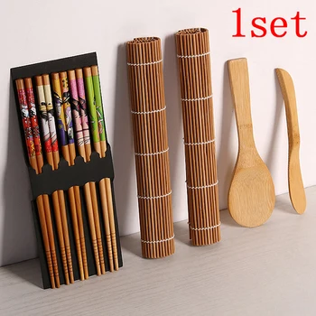 

13pcs/set Chopsticks Spoon Sushi blade DIY Bamboo Sushi Maker Set Sushi curtain Rice Sushi Making Kits Roll Cooking Tools