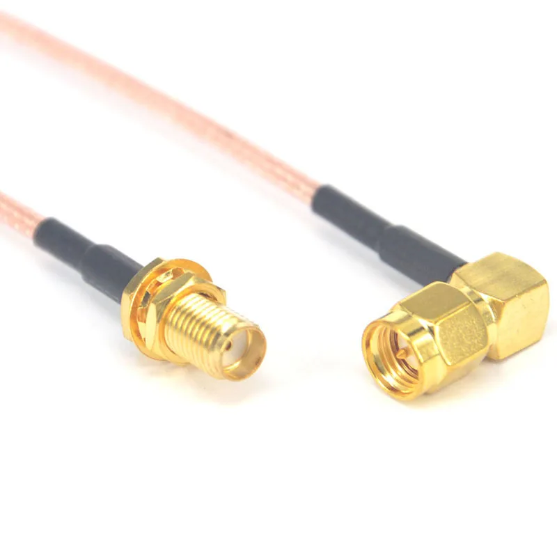 

100 Pieces SMA Male Plug Right Angle to SMA Jack Female pin Connector 15cm RG316 Pigtail Cable