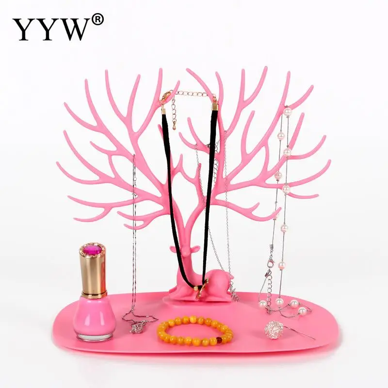 Vintage Tree Branch Shape Stand Rack Hanger Display Jewelry Organizer Plastic Storage For Keys Chain Necklaces Earring Display
