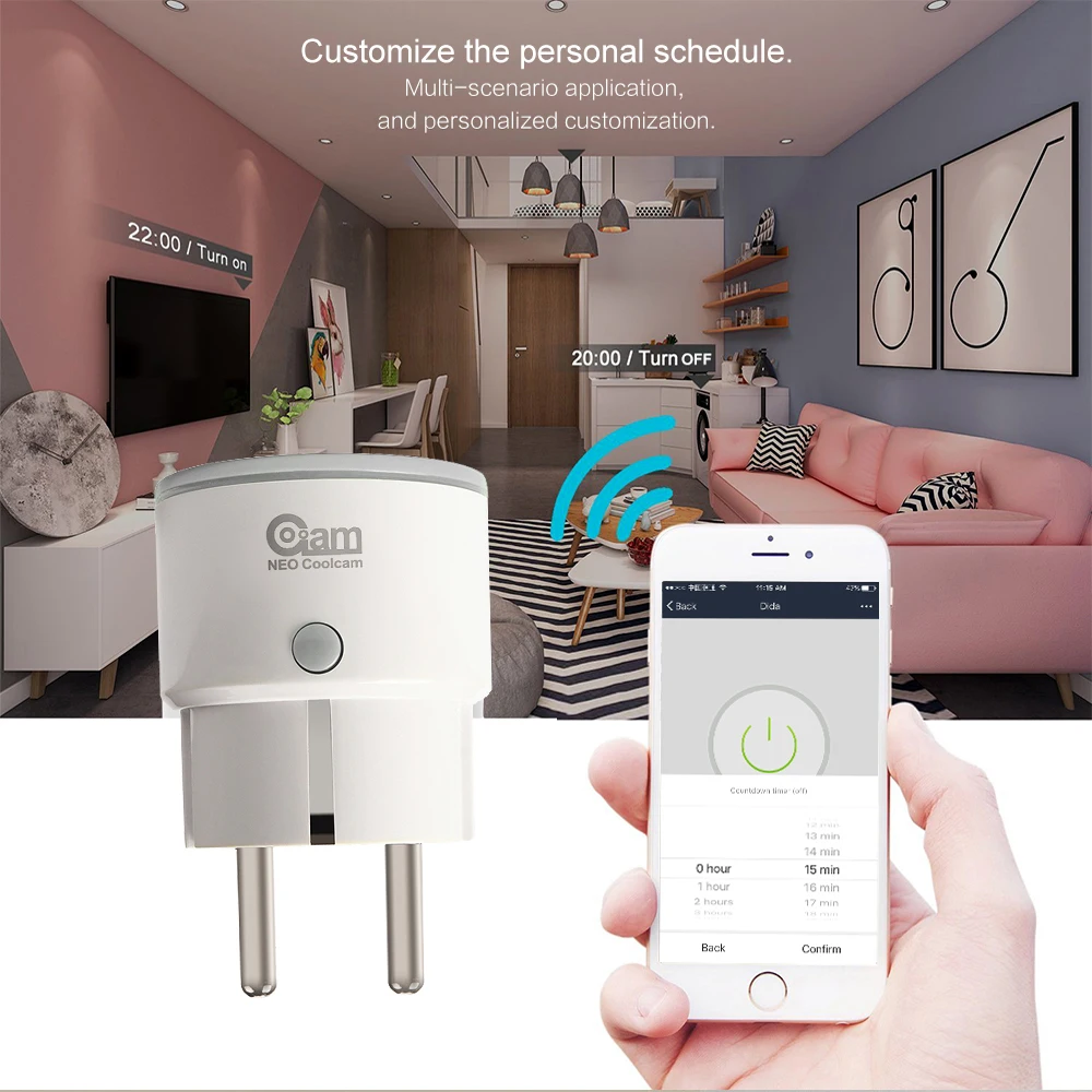 Смарт розетка NEO Coolcam с поддержкой Wi Fi и функцией таймера|outlet|outlet wifioutlet plug |