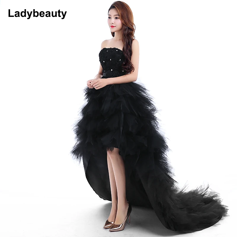 Женское вечернее платье с коротким шлейфом Ladybeauty красное для выпускного вечера в