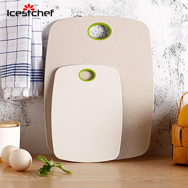 

ICESTCHEF 2 Pcs Wheat Straw Chopping Board Anti-bacterial Cutting Board Eco-Friendly Wheat Straw Board Kitchen Tool