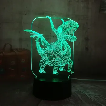 

New Animal Cute Little Pterosaur Dragon Novelty 3D LED Night Light 7 Colors Christmas lamp for Kid Home Decor Desk Lamp Lustre
