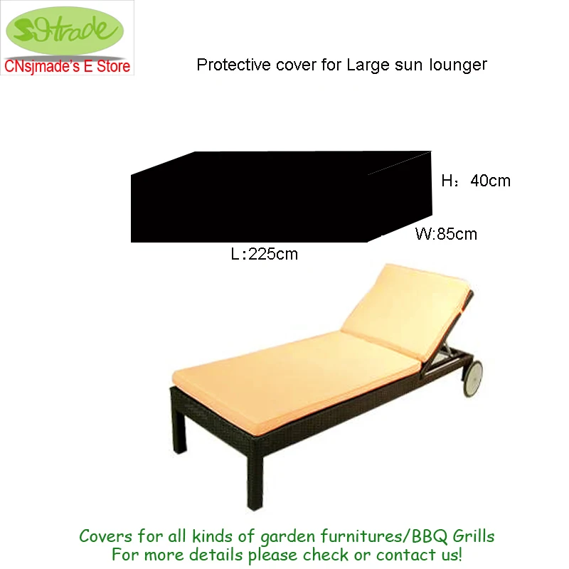 

Protective cover For Large Sun lounger,225x85x40cm,garden furniture cover,custom made outdoor furniture protection Cover